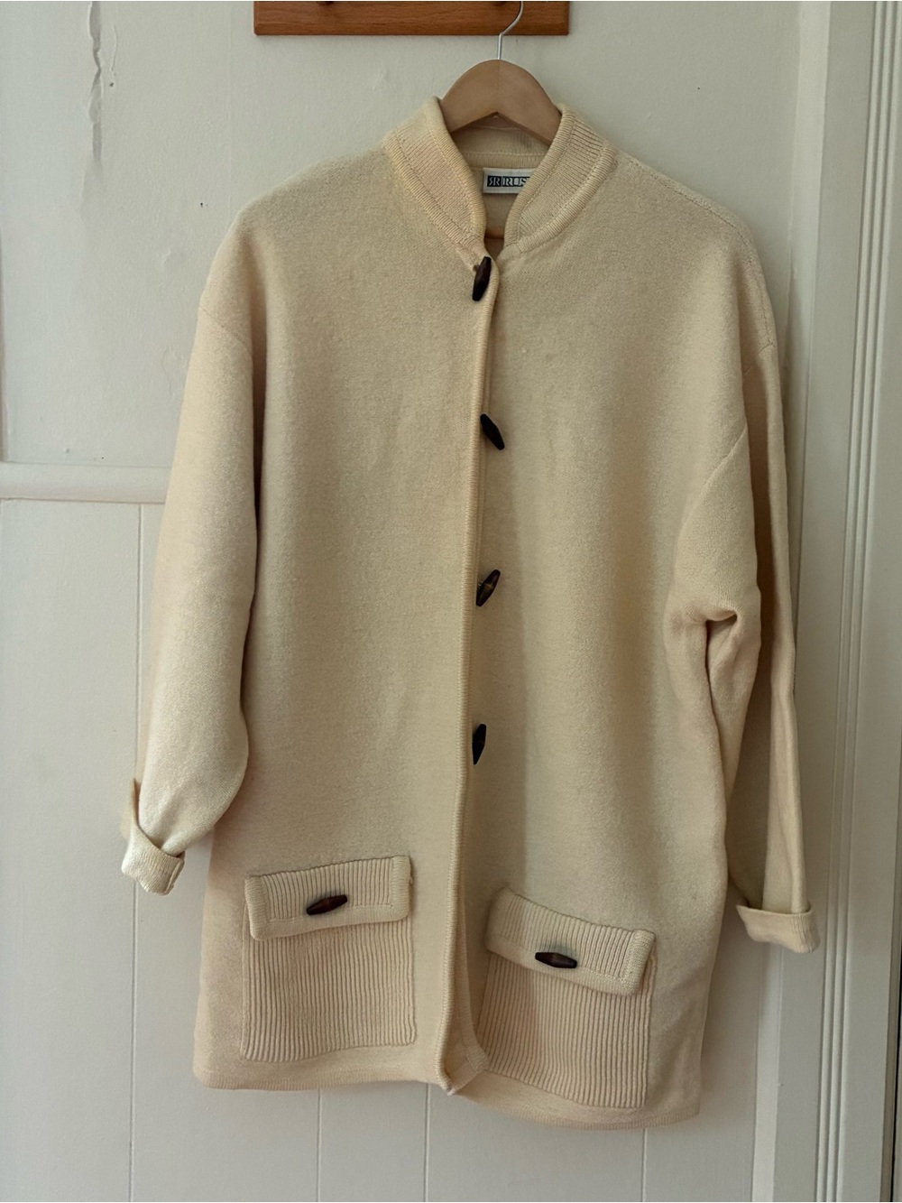 Cream Women's Button-Front boiled wool coat sweater Jacket
